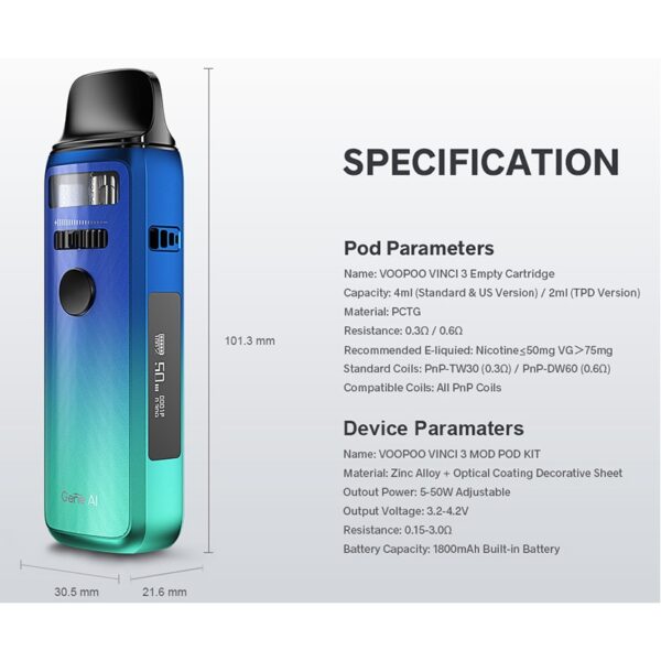 VOOPOO VINCI 3 Mod Pod Kit 1800mAh 4ml - Image 3