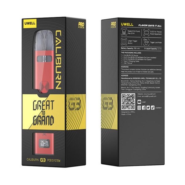 Uwell Caliburn G3 Pod System Kit 900mAh 2.5ml - Image 4